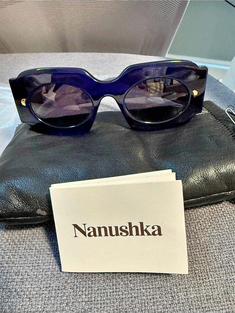 Nanushka Cathi Bio-Plastic Square-Frame Sunglasses Blue NWT